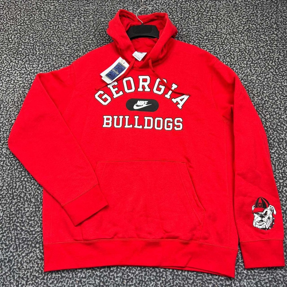 Nike Hoodie Men Large Red Georgia Bulldogs Long Sleeve Pullover Pocket New L